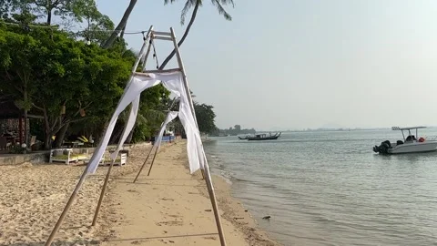 STRUCTURE ON THAI BEACH Stock Footage 260480676