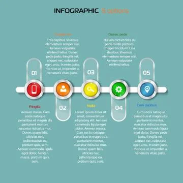 Structure timeline 5 Steps horizontal infographic element Stock Illustration