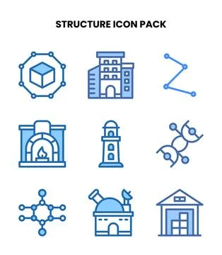 Structure Two Colour Collection Icons Pack Illustrazione stock