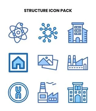 Structure Two Colour Collection Icons Pack Stock Illustration