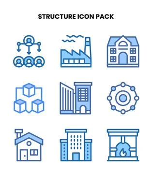Structure Two Colour Design Icons Pack Stock Illustration
