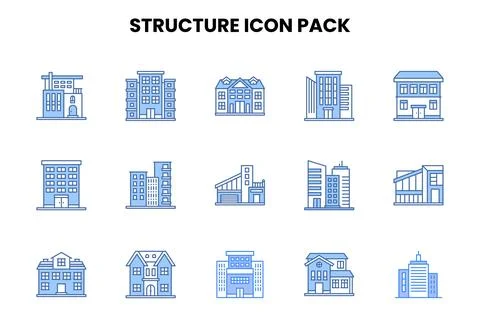 Structure Two Colour Graphics Icons Pack Stock Illustration