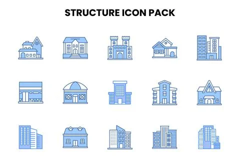 Structure Two Colour Icons Pack Stock Illustration