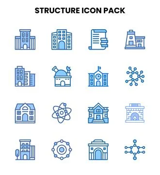 Structure Two Colour Set Icons Pack Illustrazione stock