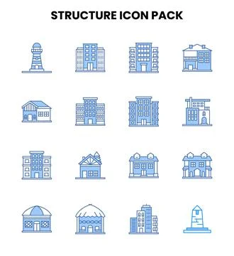 Structure Two Colour Set Icons Pack 스톡 일러스트