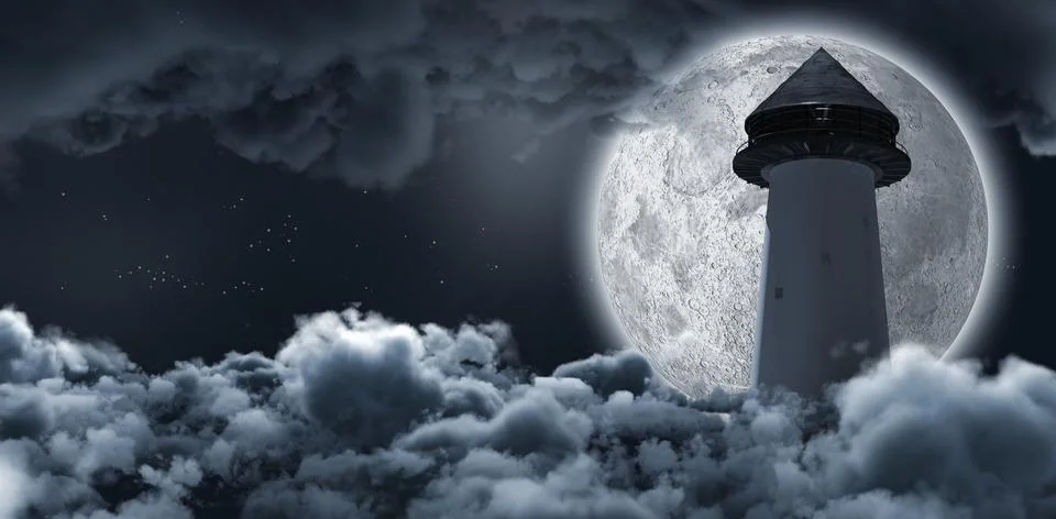 Structure upward the cloud hiding the moon Fotos Stock