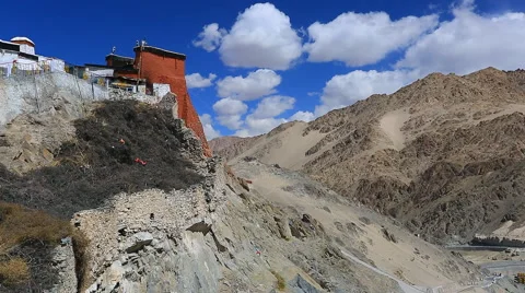 Structure Wanli Gompa and the view from the roof of the surrounding area Stock Footage 43020323