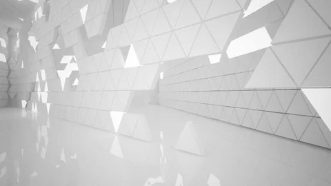 The structure of the white triangle prism. Architectural background 動画素材 84292268