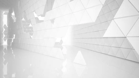 The structure of the white triangle prism. Architectural background Vídeo Stock 84301710