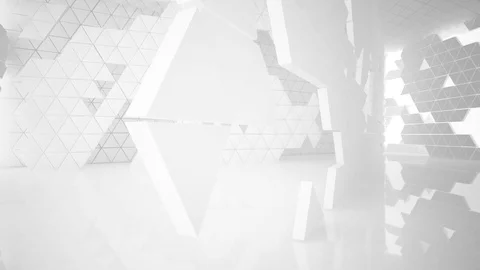 The structure of the white triangle prism. Architectural background Video stock 84301813