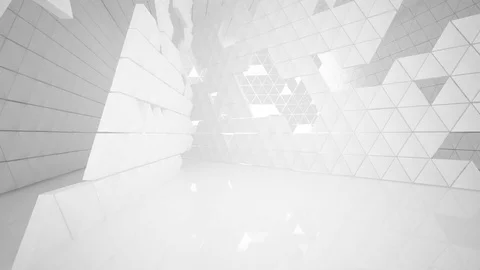 The structure of the white triangle prism. Architectural background 動画素材 84301865