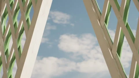 Structured arches complement bright sunny atmosphere. Architectural design Vídeo Stock 330430898