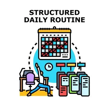 Structured daily routine planning for productivity and well being Ilustración de archivo