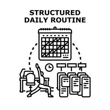 Structured daily routine planning for productivity and well being Ilustración de archivo