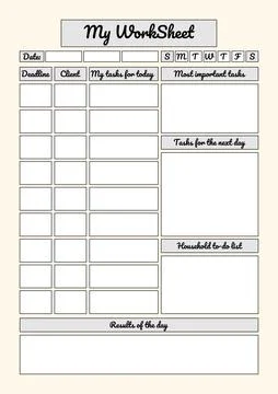Structured Daily Work and Task Planner Template Illustrazione stock