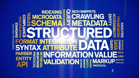 Structured Data animated word cloud,animation kinetic typography seamless loop. Video stock 308420812