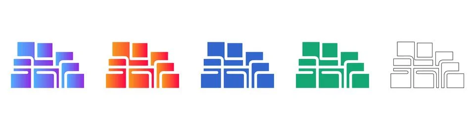 Structured Data Block Layout Icon Set Stock Illustration