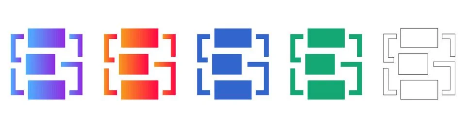 Structured Data Hierarchy Block Icons Stock Illustration