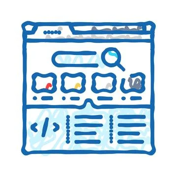 Structured data markup seo icon doodle illustration Stockillustratie