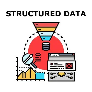 Structured data processing and analytics concept illustration Illustrazione stock
