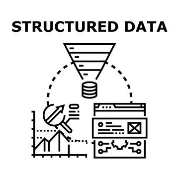 Structured data processing and analytics concept illustration Stock Illustration