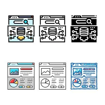 Structured data seo color multistyle icon vector イラスト素材