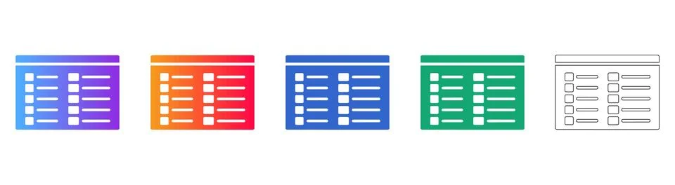Structured Data Table Icon Set Иллюстрация
