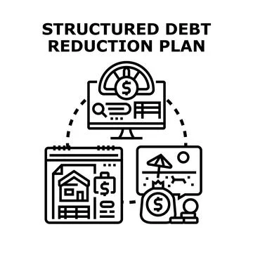 Structured debt reduction plan concept illustration Stock Illustration