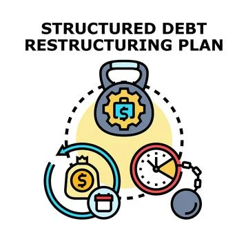 Structured debt restructuring plan management process Stock Illustration