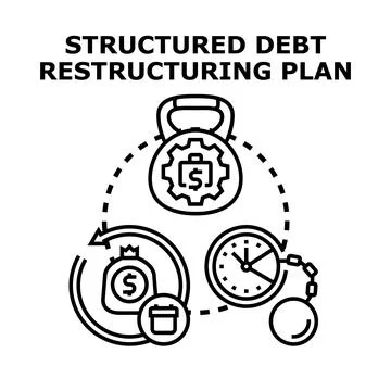 Structured debt restructuring plan management process Stock Illustration