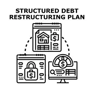 Structured debt restructuring plan process illustration Stock Illustration