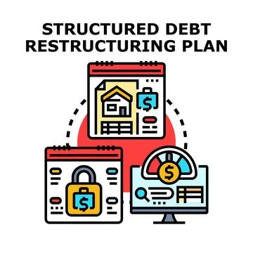 Structured debt restructuring plan process illustration Stock Illustration