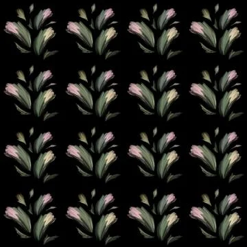 Structured delicate flowers-spots on a black background Stock Illustration