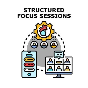 Structured focus sessions involving group collaboration and feedback Stock Illustration