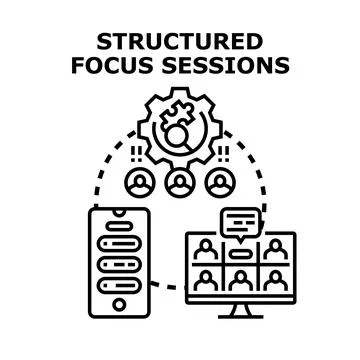 Structured focus sessions involving group collaboration and feedback Stock Illustration