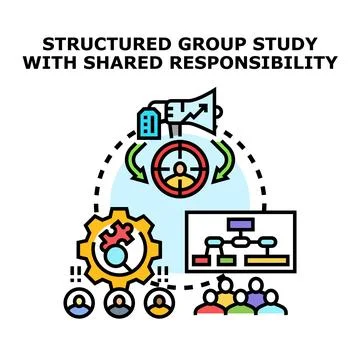 Structured group study concept with shared responsibility Stock Illustration