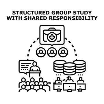 Structured group study concept with shared responsibility 库存插图