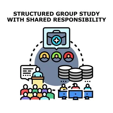 Structured group study concept with shared responsibility Stock Illustration