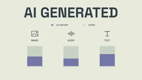 Structured layout of AI generated elements, including images, audio, and text 스톡 동영상 347591624