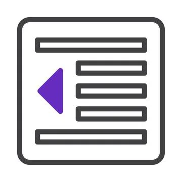 Structured list icon with navigation cue, minimal design interface element Stock Illustration