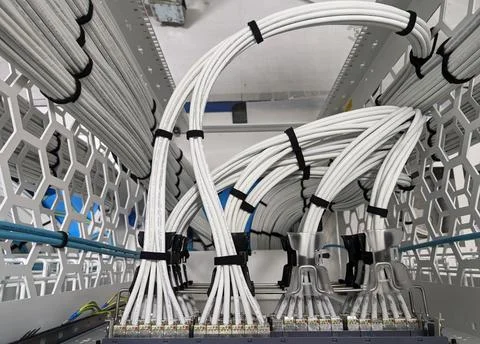 Structured Network Cabling in Data Centre Cable Management System Stock Photos