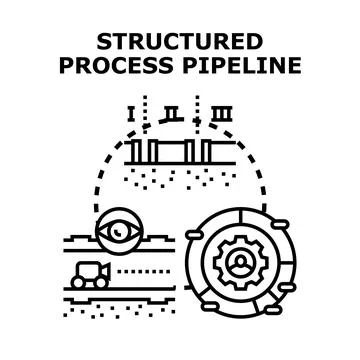 Structured process pipeline management developing stages concept Stock Illustration