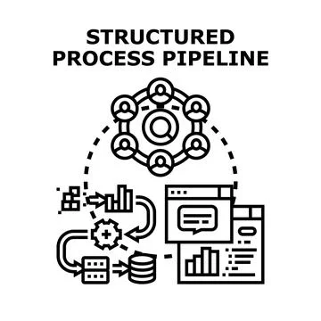 Structured process pipeline managing workflow and enterprise development Stock Illustration