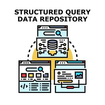 Structured query data repository concept illustration イラスト素材