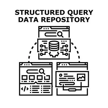 Structured query data repository concept illustration Stock Illustration