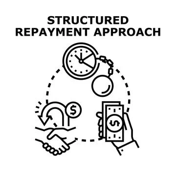 Structured repayment approach managing financial debt icon Stock Illustration