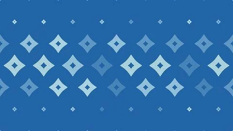 A structured repeating arrangement of layered diamond motifs in rich blue, .. Illustrazione stock