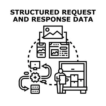 Structured request and response data flow organizing information 库存插图