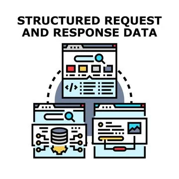 Structured request response data exchange process Stock Illustration
