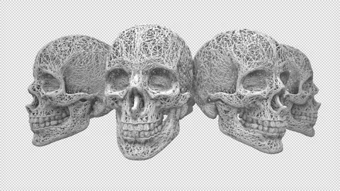 Structured Skulls spinning around with transparent (alpha) background Stock Footage 252004053